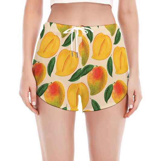 Ripe Mango Fruit Pattern Print Women's Split Running Shorts