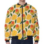 Ripe Mango Fruit Pattern Print Zip Sleeve Bomber Jacket