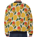 Ripe Mango Fruit Pattern Print Zip Sleeve Bomber Jacket