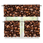 Roasted Coffee Bean Print 3 Piece Kitchen Curtains