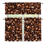 Roasted Coffee Bean Print 3 Piece Kitchen Curtains