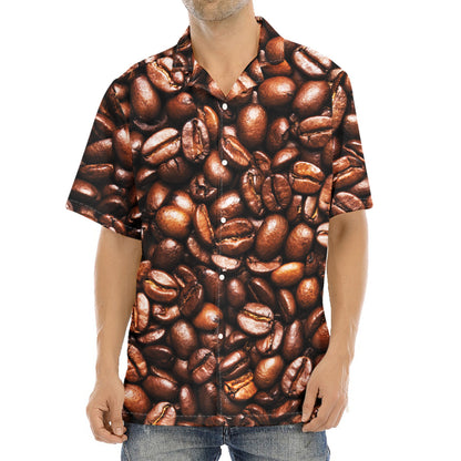 Roasted Coffee Bean Print Aloha Shirt
