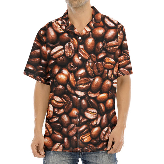 Roasted Coffee Bean Print Aloha Shirt
