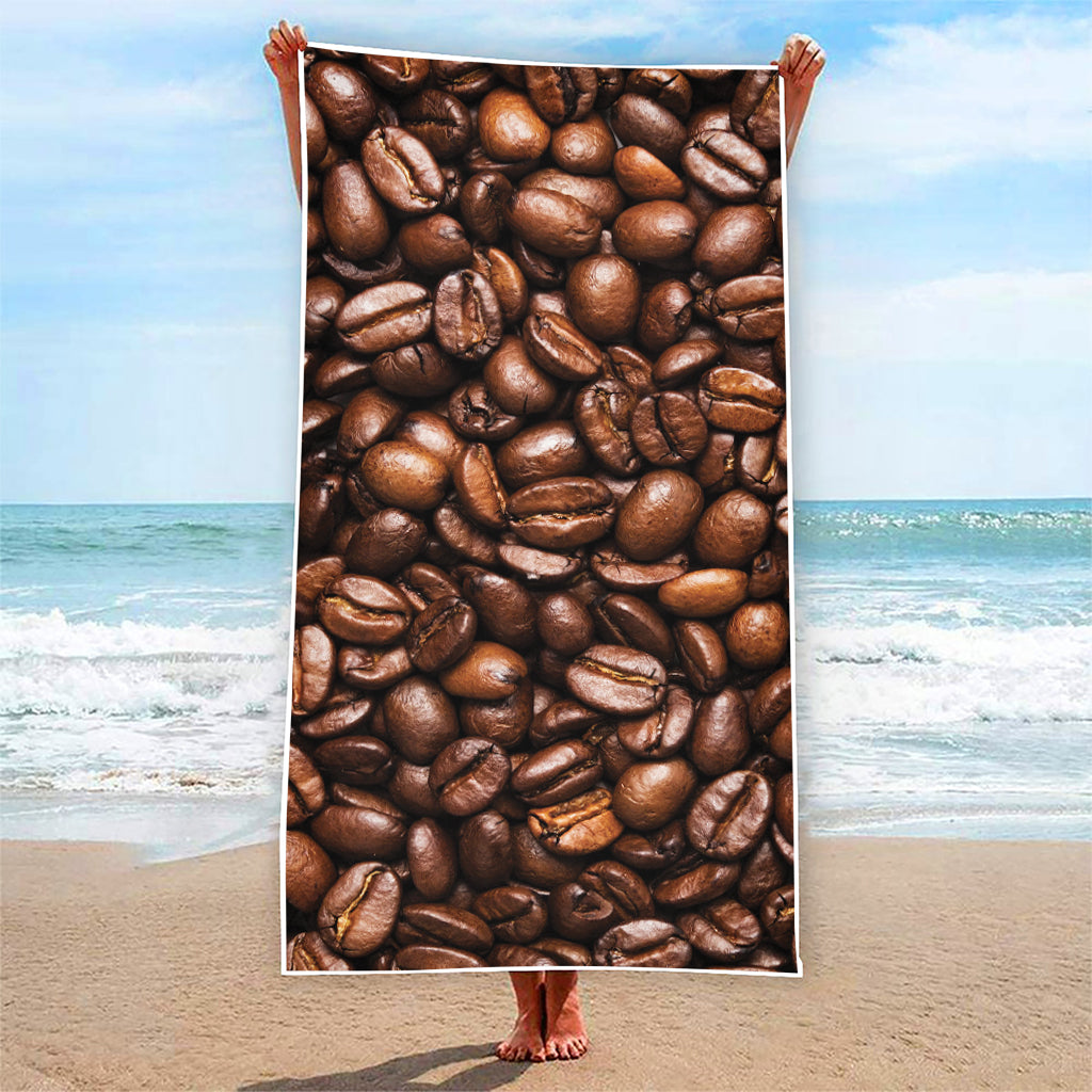 Roasted Coffee Bean Print Beach Towel