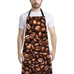 Roasted Coffee Bean Print Bib Apron With Pocket