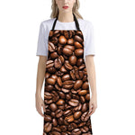 Roasted Coffee Bean Print Bib Apron With Pocket