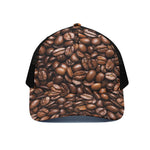 Roasted Coffee Bean Print Black Mesh Trucker Cap