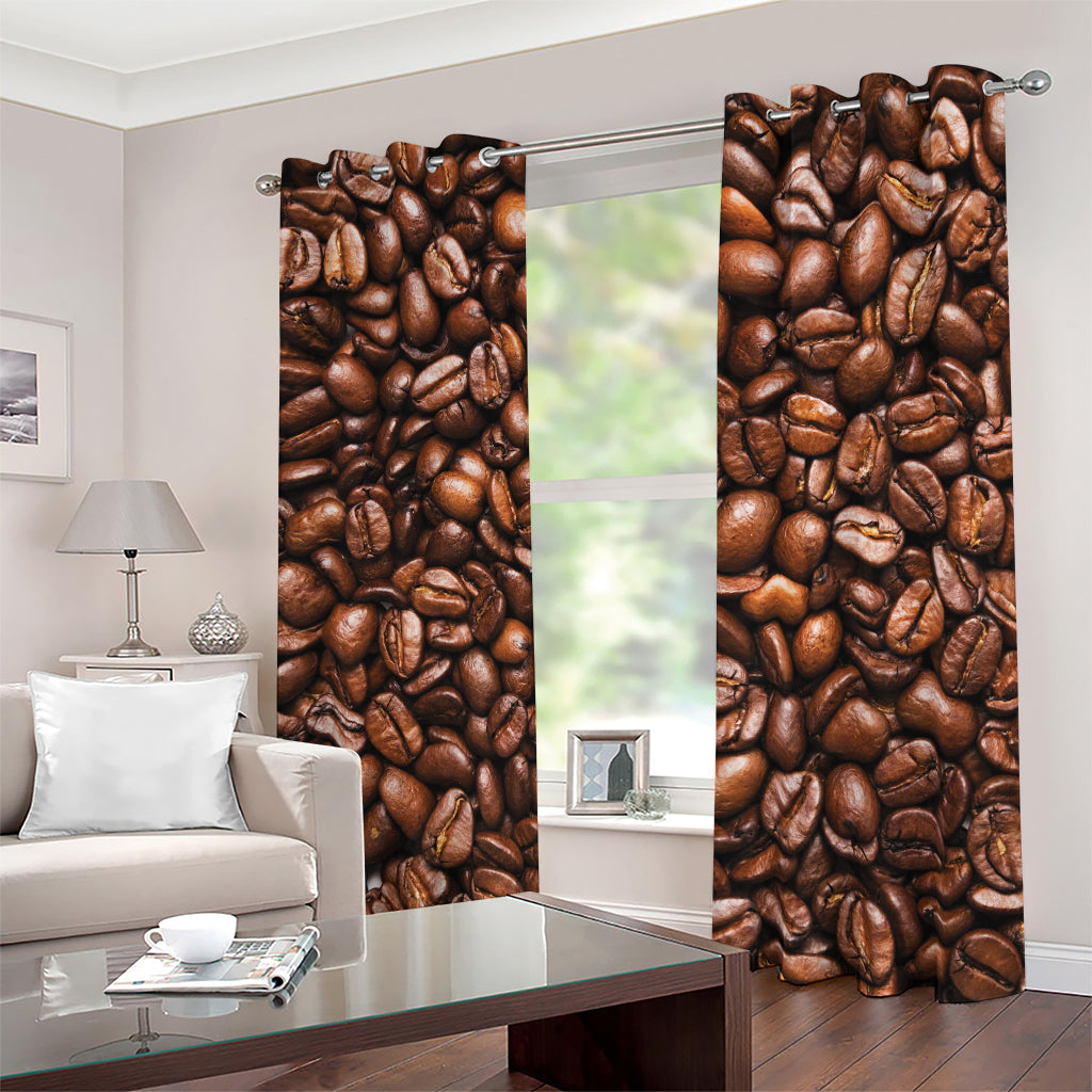 Roasted Coffee Bean Print Blackout Grommet Curtains