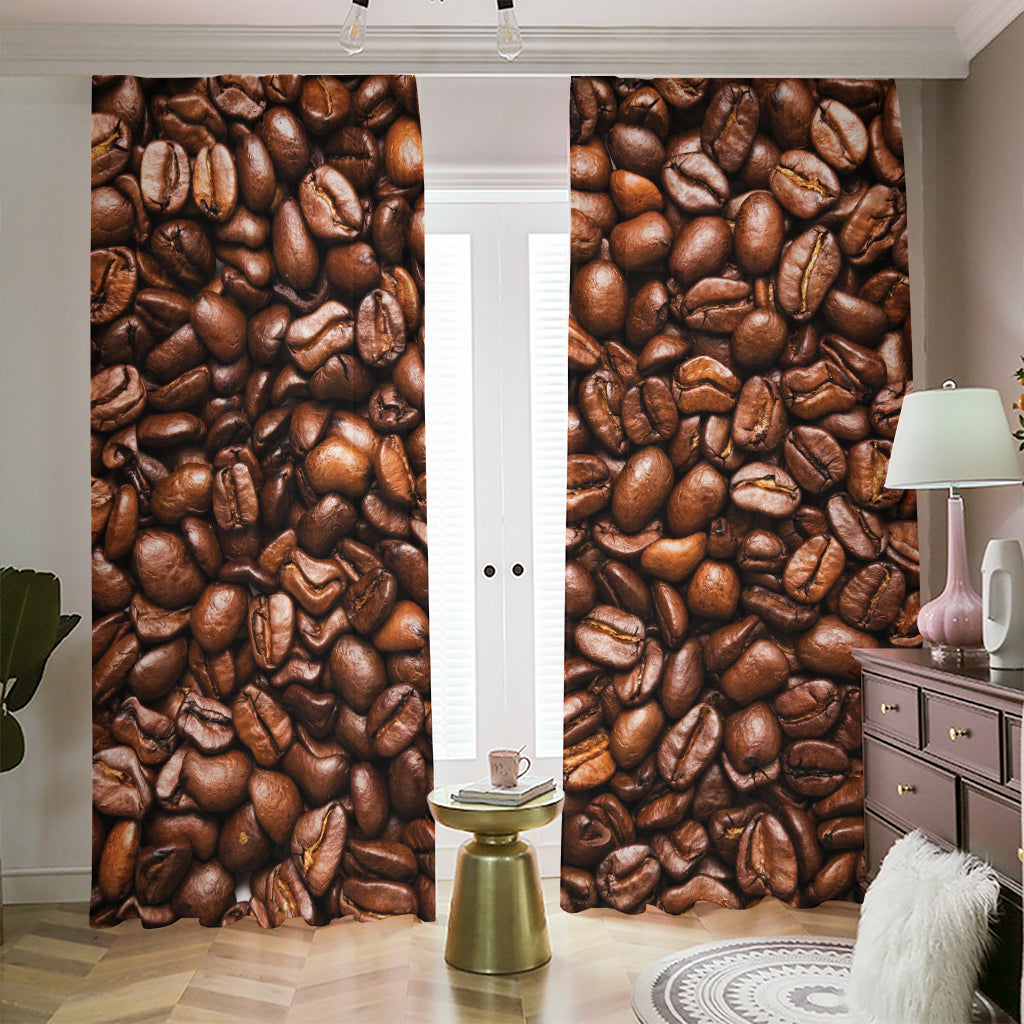 Roasted Coffee Bean Print Blackout Pencil Pleat Curtains