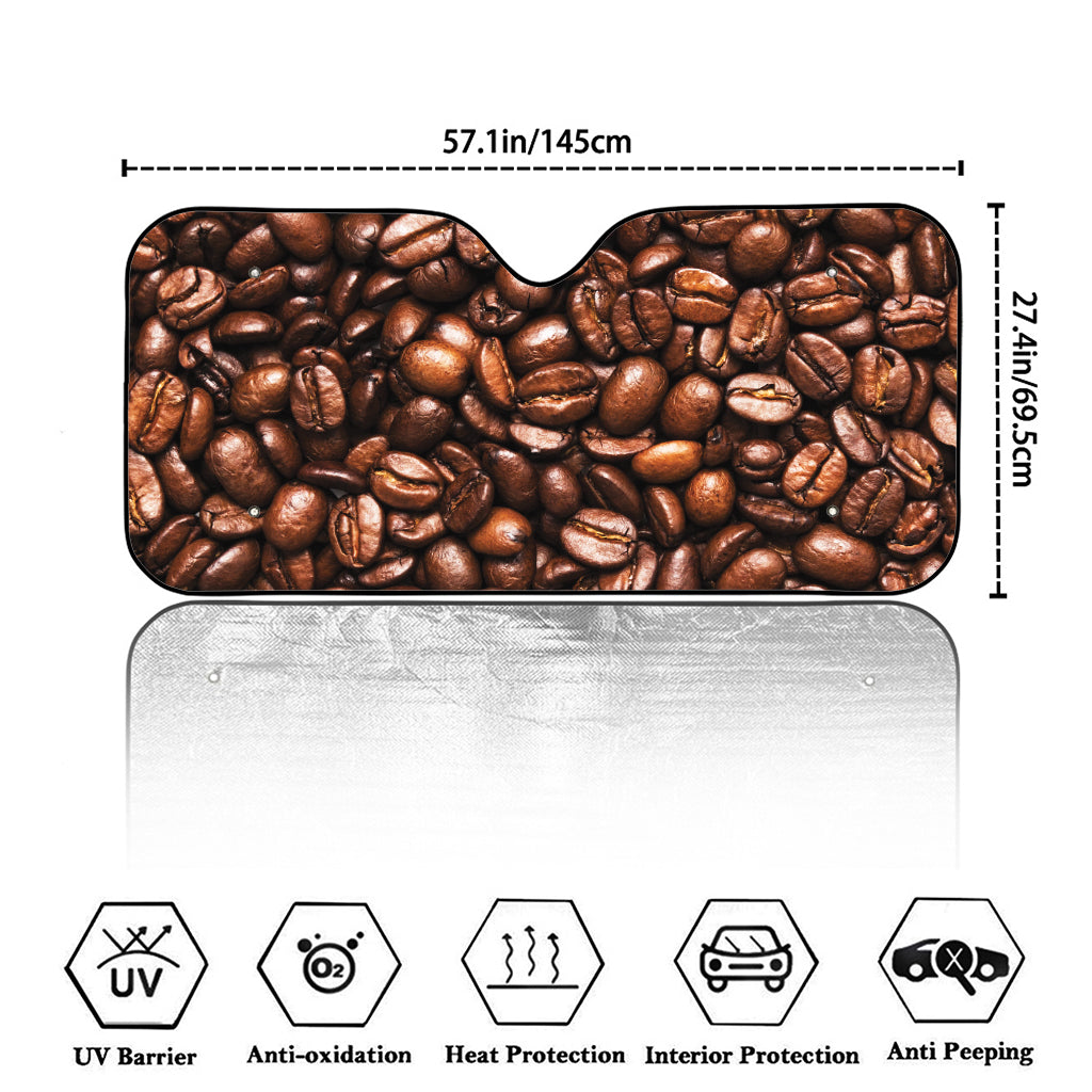 Roasted Coffee Bean Print Car Windshield Sun Shade