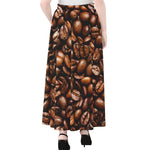 Roasted Coffee Bean Print Chiffon Maxi Skirt