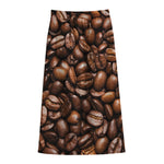 Roasted Coffee Bean Print Cotton Front Slit Maxi Skirt