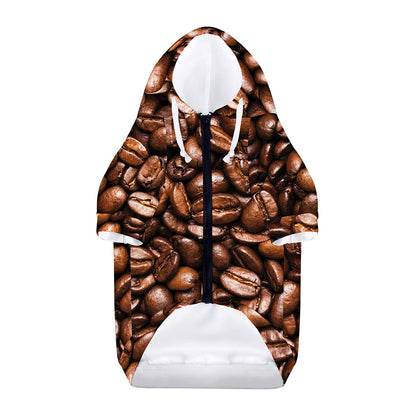 Roasted Coffee Bean Print Dog Zip Up Hoodie