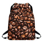 Roasted Coffee Bean Print Drawstring Backpack