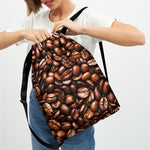 Roasted Coffee Bean Print Drawstring Backpack
