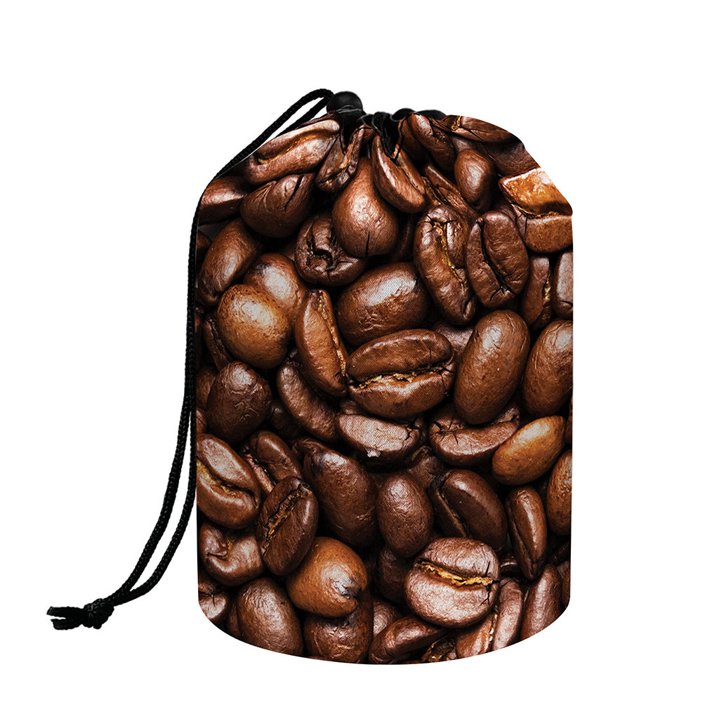 Roasted Coffee Bean Print Drawstring Makeup Bag