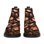 Roasted Coffee Bean Print Flat Ankle Boots