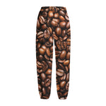 Roasted Coffee Bean Print Fleece Lined Knit Pants