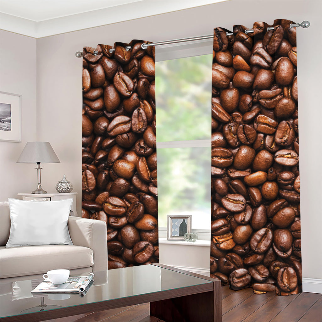 Roasted Coffee Bean Print Grommet Curtains