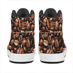 Roasted Coffee Bean Print High Top Leather Sneakers