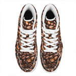 Roasted Coffee Bean Print High Top Leather Sneakers