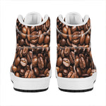 Roasted Coffee Bean Print High Top Leather Sneakers