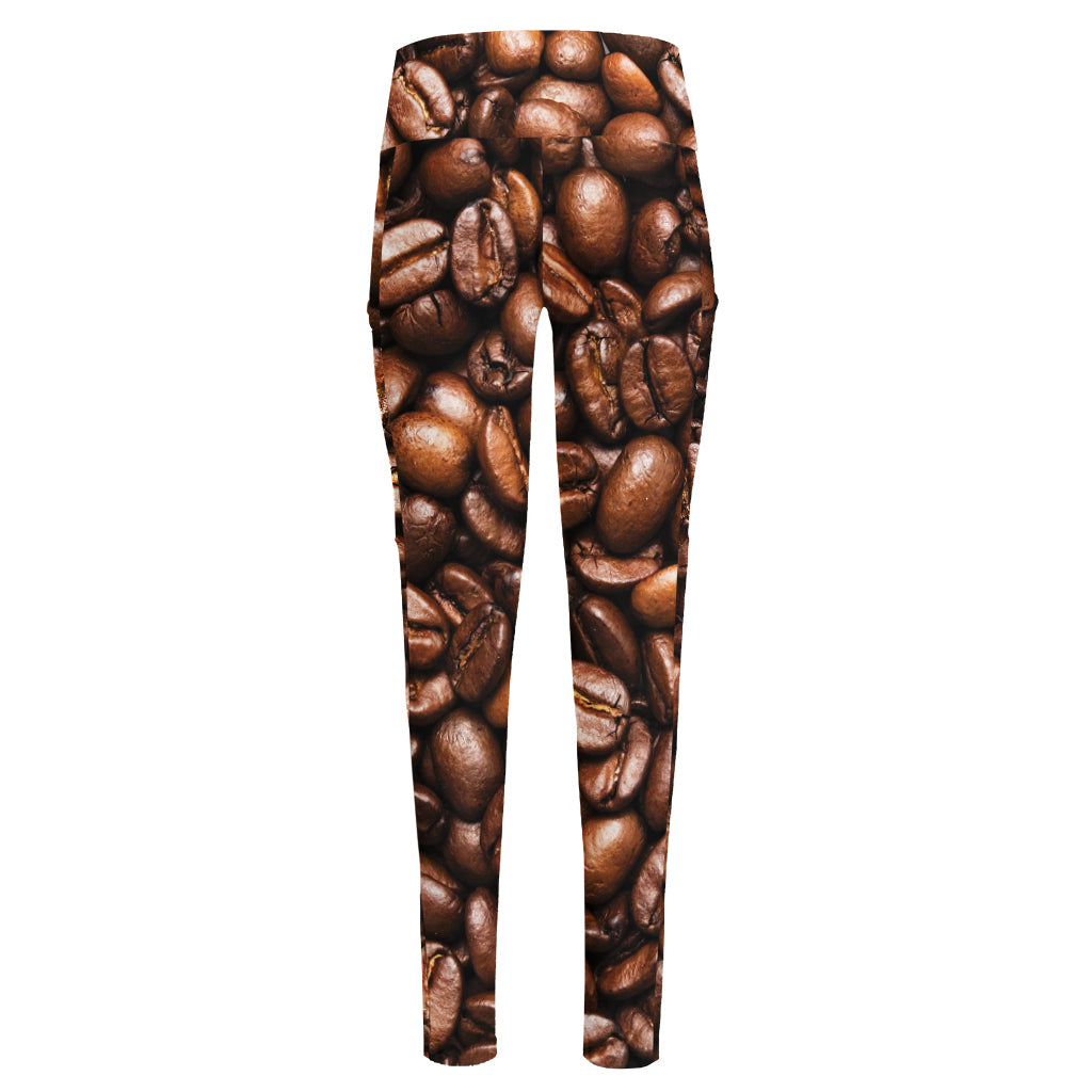 Roasted Coffee Bean Print High-Waisted Pocket Leggings