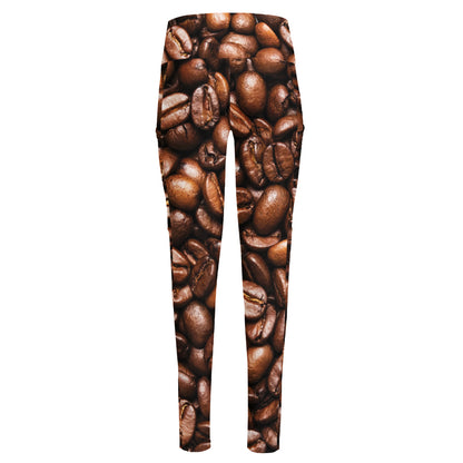Roasted Coffee Bean Print High-Waisted Pocket Leggings
