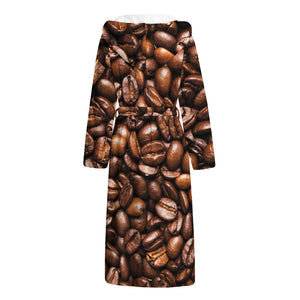 Roasted Coffee Bean Print Hooded Bathrobe