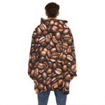Roasted Coffee Bean Print Hoodie Blanket