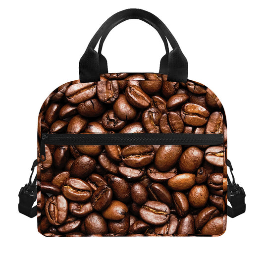 Roasted Coffee Bean Print Insulated Lunch Bag