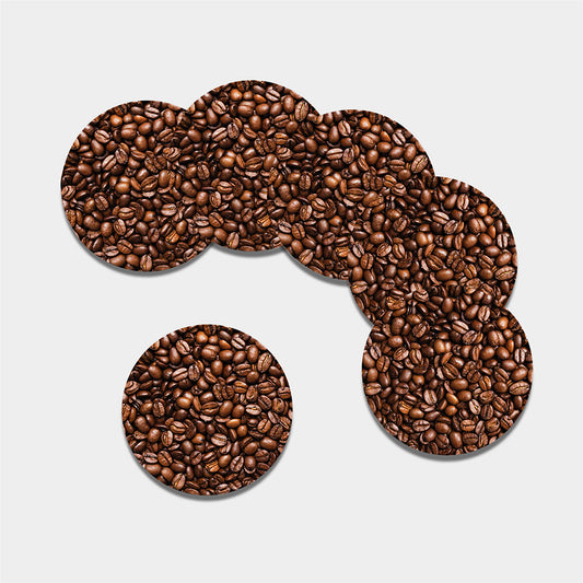 Roasted Coffee Bean Print Leather Coaster Set