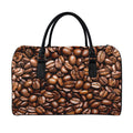 Roasted Coffee Bean Print Leather Duffel Bag