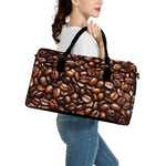 Roasted Coffee Bean Print Leather Duffle Bag