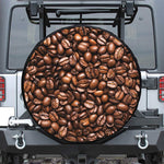 Roasted Coffee Bean Print Leather Spare Tire Cover