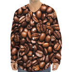 Roasted Coffee Bean Print Long Sleeve Baseball Jersey