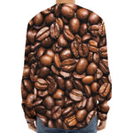Roasted Coffee Bean Print Long Sleeve Baseball Jersey