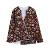 Roasted Coffee Bean Print Long Sleeve Short Coat