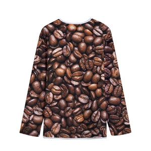 Roasted Coffee Bean Print Long Sleeve Short Coat