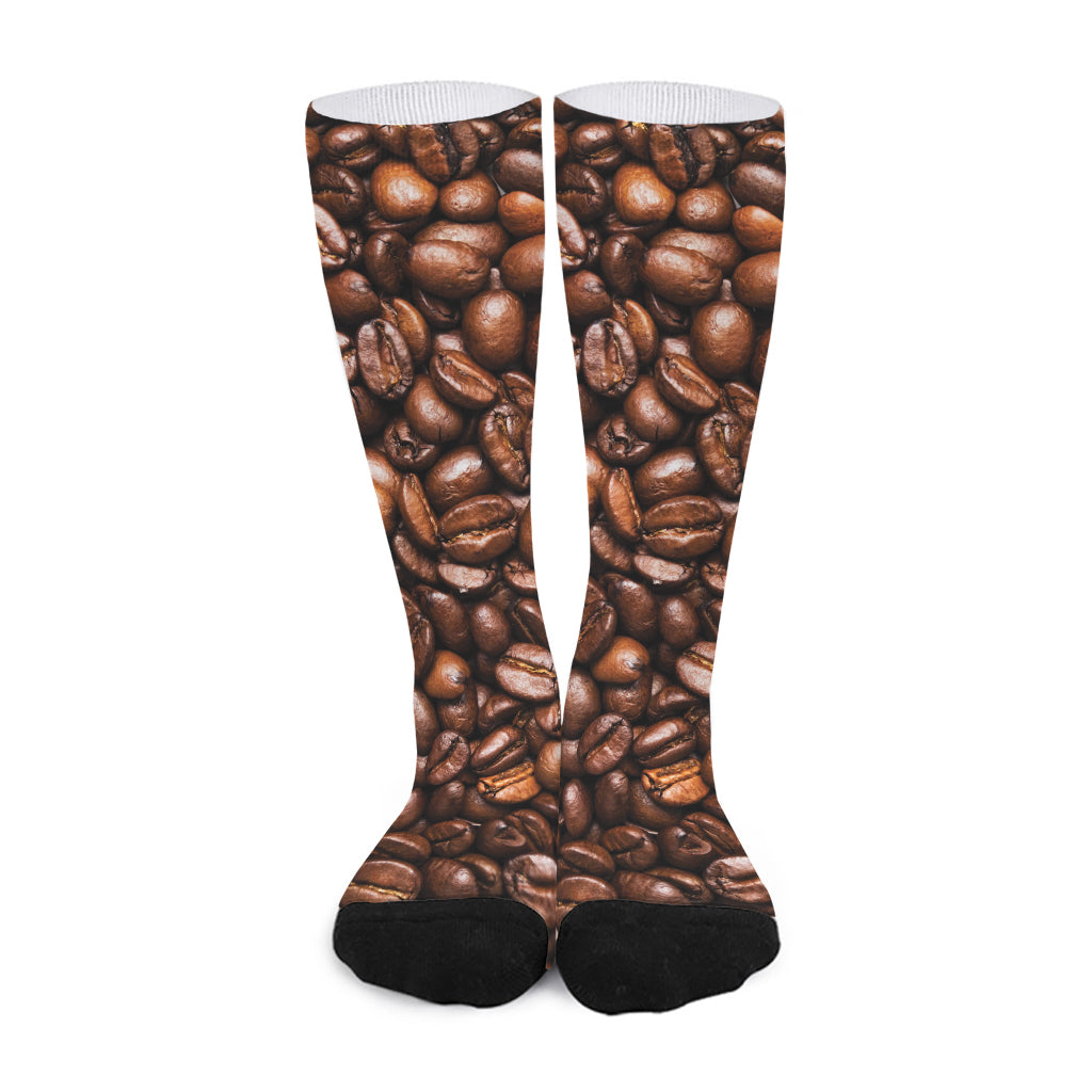 Roasted Coffee Bean Print Long Socks