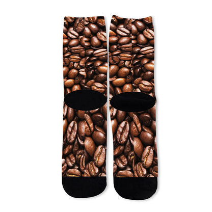 Roasted Coffee Bean Print Long Socks
