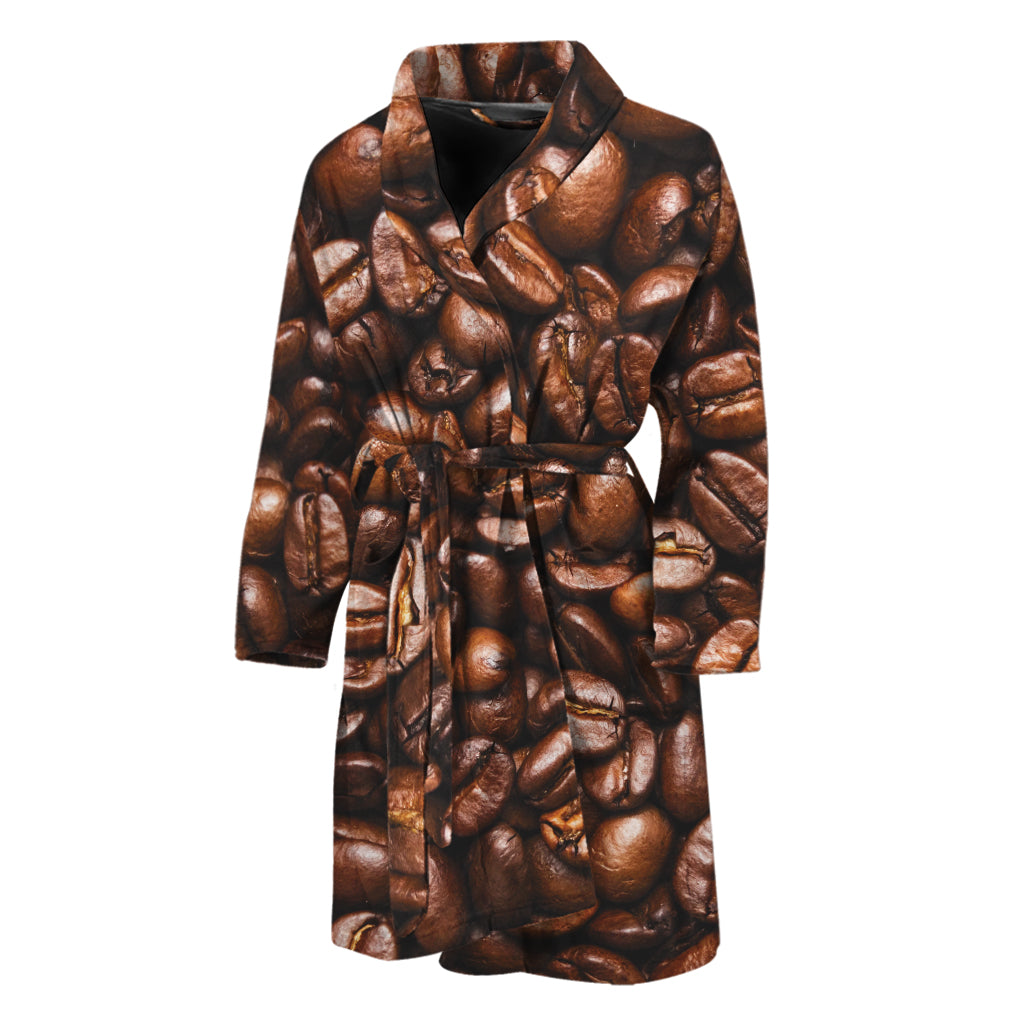 Roasted Coffee Bean Print Men's Bathrobe