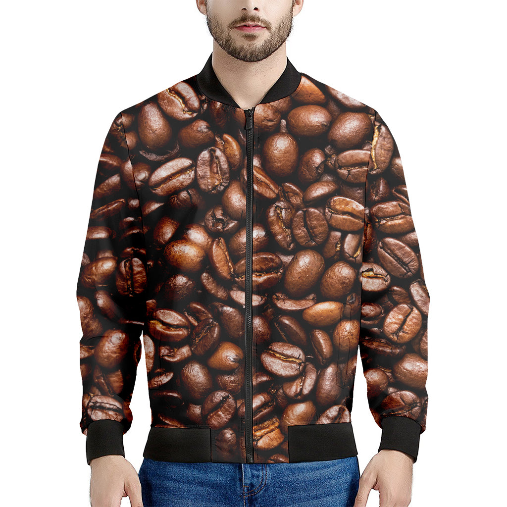 Roasted Coffee Bean Print Men's Bomber Jacket