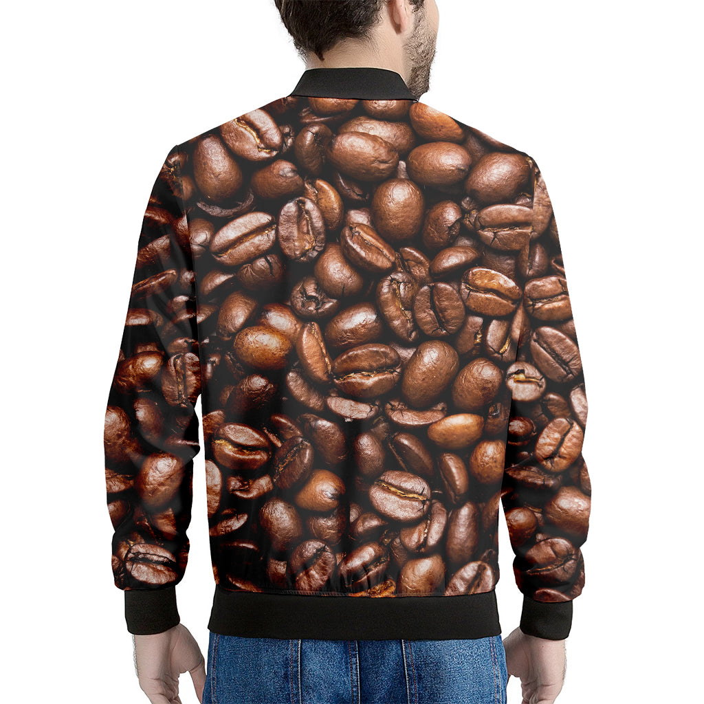 Roasted Coffee Bean Print Men's Bomber Jacket