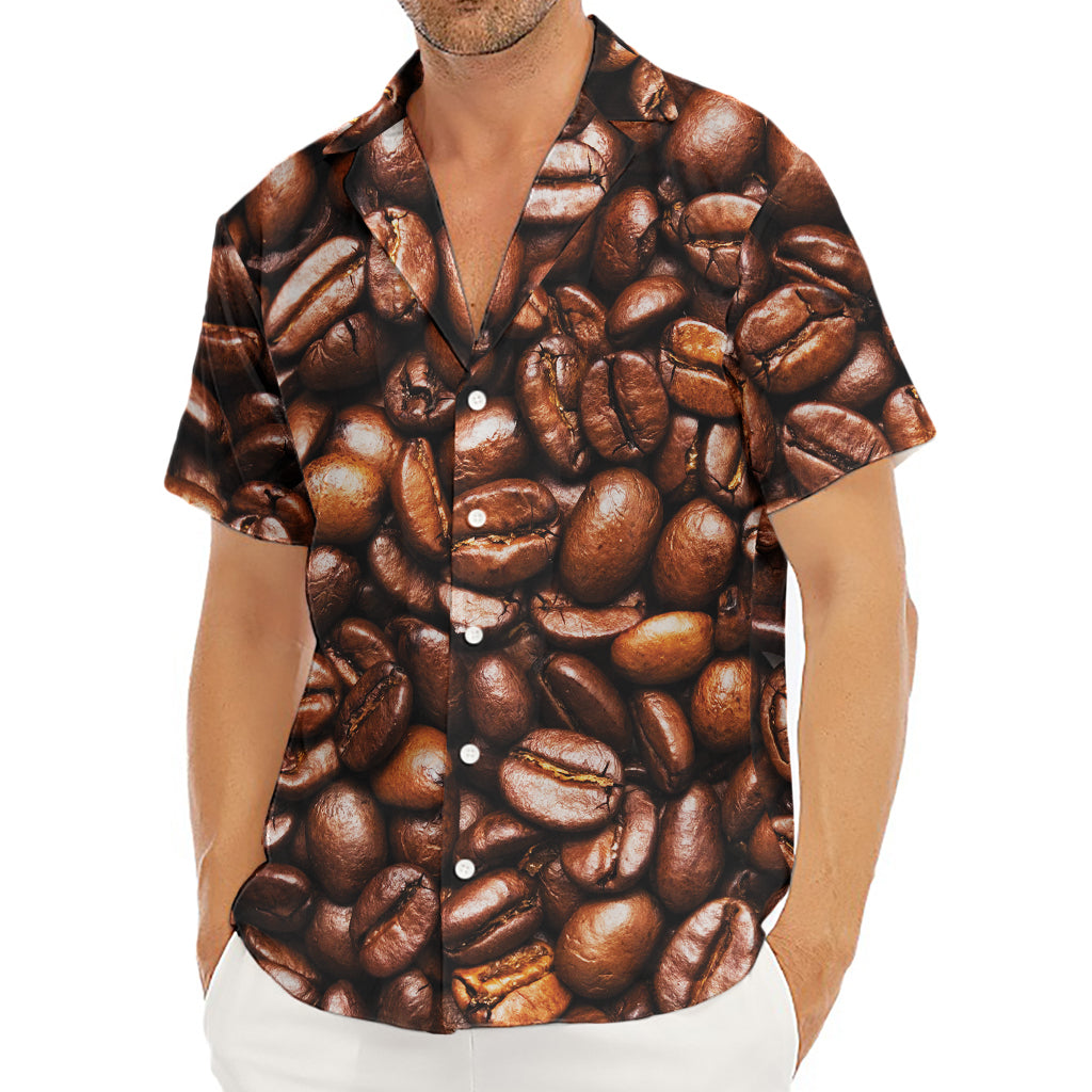 Roasted Coffee Bean Print Men's Deep V-Neck Shirt