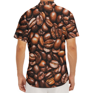 Roasted Coffee Bean Print Men's Deep V-Neck Shirt