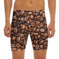 Roasted Coffee Bean Print Men's Long Boxer Briefs