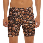 Roasted Coffee Bean Print Men's Long Boxer Briefs