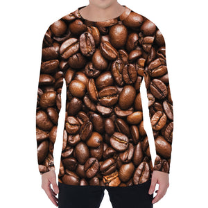 Roasted Coffee Bean Print Men's Long Sleeve T-Shirt