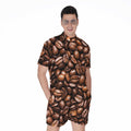 Roasted Coffee Bean Print Men's Romper